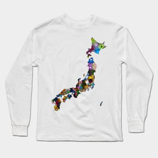 Spirograph Patterned Japan Regions Map Long Sleeve T-Shirt